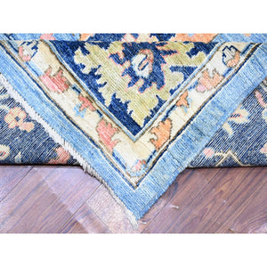 9'9"x13'5" Glaucous And Oxford Blue, Natural Wool, Hand Knotted, Afghan Angora Oushak All Over Design, Vegetable Dyes, Oriental Rug FWR528438