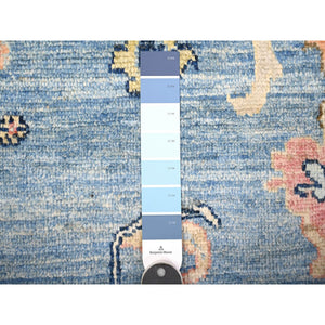 9'9"x13'5" Glaucous And Oxford Blue, Natural Wool, Hand Knotted, Afghan Angora Oushak All Over Design, Vegetable Dyes, Oriental Rug FWR528438