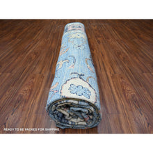 Load image into Gallery viewer, 9&#39;9&quot;x13&#39;5&quot; Glaucous And Oxford Blue, Natural Wool, Hand Knotted, Afghan Angora Oushak All Over Design, Vegetable Dyes, Oriental Rug FWR528438