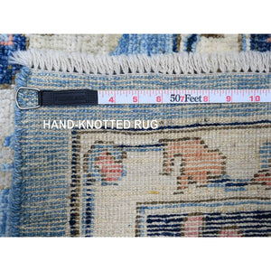 9'9"x13'5" Glaucous And Oxford Blue, Natural Wool, Hand Knotted, Afghan Angora Oushak All Over Design, Vegetable Dyes, Oriental Rug FWR528438