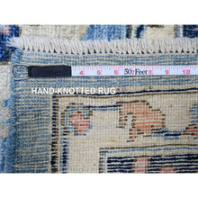 Load image into Gallery viewer, 9&#39;9&quot;x13&#39;5&quot; Glaucous And Oxford Blue, Natural Wool, Hand Knotted, Afghan Angora Oushak All Over Design, Vegetable Dyes, Oriental Rug FWR528438