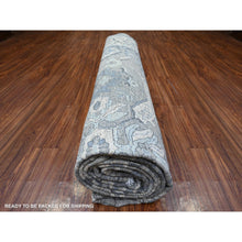 Load image into Gallery viewer, 11&#39;6&quot;x15&#39; Mineral Deposit Gray, Fine Peshawar Sickle Leaf Design, Hand Knotted, Denser Weave And Natural Dyes, Pure Wool Oversized Oriental Rug FWR528468