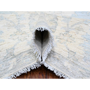 10'2"x14'1" Frost White, Organic Wool, White Wash Peshawar With Natural Colors, Hand Knotted, Oriental Rug FWR528510