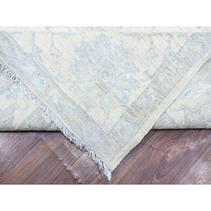 10'2"x14'1" Frost White, Organic Wool, White Wash Peshawar With Natural Colors, Hand Knotted, Oriental Rug FWR528510
