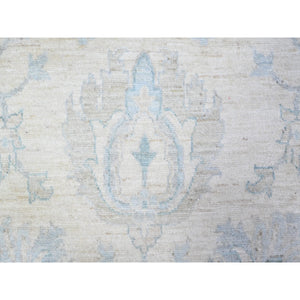 10'2"x14'1" Frost White, Organic Wool, White Wash Peshawar With Natural Colors, Hand Knotted, Oriental Rug FWR528510