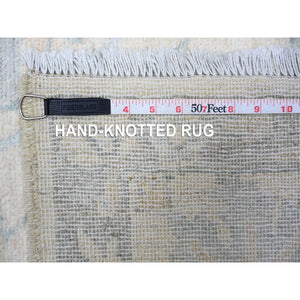 10'2"x14'1" Frost White, Organic Wool, White Wash Peshawar With Natural Colors, Hand Knotted, Oriental Rug FWR528510