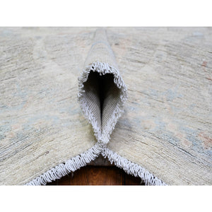 11'7"x15' Daisy White, Washed Out  Peshawar, Hand Knotted, Pure Wool, Oversized, Oriental Rug FWR528528