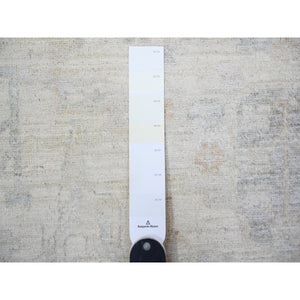 11'7"x15' Daisy White, Washed Out  Peshawar, Hand Knotted, Pure Wool, Oversized, Oriental Rug FWR528528