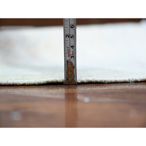 11'7"x15' Daisy White, Washed Out  Peshawar, Hand Knotted, Pure Wool, Oversized, Oriental Rug FWR528528