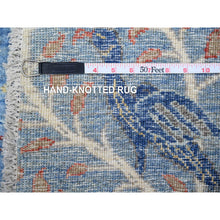 Load image into Gallery viewer, 10&#39;4&quot;x10&#39;4&quot; Ruddy Blue, Hand Knotted, Organic Wool, Afghan Peshawar With Birds Of Paradise, Vegetable Dyes, Round, Oriental Rug FWR528558