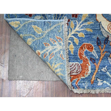 Load image into Gallery viewer, 5&#39;x6&#39;4&quot; Steel Blue, Afghan Peshawar with Birds of Paradise, Hand Knotted, Vegetable Dyes, Organic Wool, Oriental Rug FWR528660