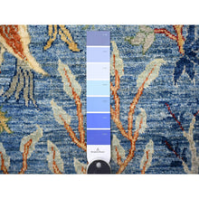 Load image into Gallery viewer, 5&#39;x6&#39;4&quot; Steel Blue, Afghan Peshawar with Birds of Paradise, Hand Knotted, Vegetable Dyes, Organic Wool, Oriental Rug FWR528660