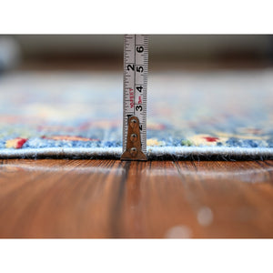 5'x6'4" Steel Blue, Afghan Peshawar with Birds of Paradise, Hand Knotted, Vegetable Dyes, Organic Wool, Oriental Rug FWR528660