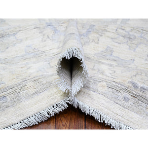 11'8"x15' Chantilly Lace White, Organic Wool, White Wash Peshawar, Hand Knotted, Oversized Oriental Rug FWR528840