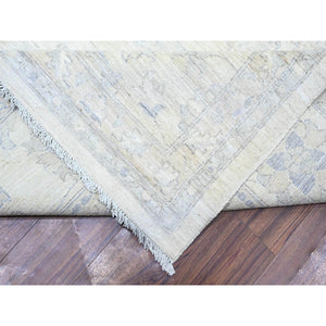 11'8"x15' Chantilly Lace White, Organic Wool, White Wash Peshawar, Hand Knotted, Oversized Oriental Rug FWR528840