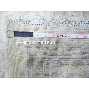 11'8"x15' Chantilly Lace White, Organic Wool, White Wash Peshawar, Hand Knotted, Oversized Oriental Rug FWR528840