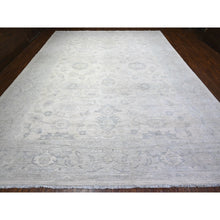 Load image into Gallery viewer, 11&#39;6&quot;x15&#39;3&quot; Dove White, Stone Wash Peshawar With Floral Design, Hand Knotted, Natural Dyes, Soft Wool, Oversized Oriental Rug FWR528846