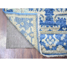 Load image into Gallery viewer, 2&#39;7&quot;x7&#39;10&quot; Luxe Blue, Natural Dyes And Organic Wool, Afghan Angora Oushak All Over Motifs, Hand Knotted Oriental Runner Rug FWR528882