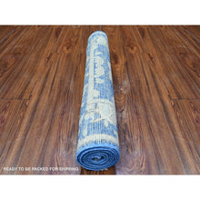 Load image into Gallery viewer, 2&#39;7&quot;x7&#39;10&quot; Luxe Blue, Natural Dyes And Organic Wool, Afghan Angora Oushak All Over Motifs, Hand Knotted Oriental Runner Rug FWR528882