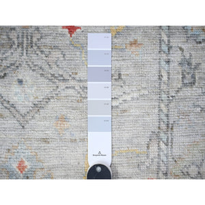 3'1"x10'6" Mercedes Benz Gray, Vegetable Dyes, Pure Wool, Hand Knotted Afghan Angora Oushak With Geometric Medallions Design, Runner Oriental Rug FWR528894