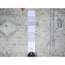 Load image into Gallery viewer, 3&#39;1&quot;x10&#39;6&quot; Mercedes Benz Gray, Vegetable Dyes, Pure Wool, Hand Knotted Afghan Angora Oushak With Geometric Medallions Design, Runner Oriental Rug FWR528894