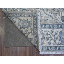 Load image into Gallery viewer, 4&#39;x12&#39; Upward Gray And Acadia White, Extra Soft Wool, Fine Peshawar Heriz Sickle Leaf Design Natural Dyes, Denser Weave, Wide Runner Hand Knotted Oriental Rug FWR529008