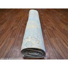 Load image into Gallery viewer, 10&#39;x13&#39;8&quot; Maya Blue, Afghan Angora Oushak All Over Floral Design, Hand Knotted 100% Wool Natural Dyes, Oriental Rug FWR529092