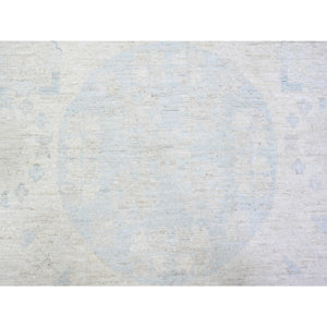 9'5"x13'7" Swiss Coffee White, Luxurious Wool, White Wash Peshawar Khotan With Pomegranate Design, Hand Knotted, Oriental Rug FWR529116