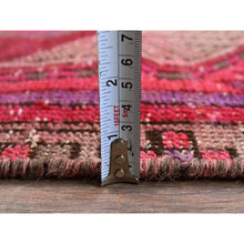 Load image into Gallery viewer, 2&#39;7&quot;x9&#39;7&quot; Berry Red, Overdyed Vintage Persian Serab with Geometric Medallions Design, Shaved Low, Zero Pile, Sides and Ends Professionally Secured, Hand Knotted, Pure Wool, Runner, Oriental Rug Sh881 FWR5286