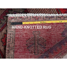 Load image into Gallery viewer, 2&#39;7&quot;x9&#39;7&quot; Berry Red, Overdyed Vintage Persian Serab with Geometric Medallions Design, Shaved Low, Zero Pile, Sides and Ends Professionally Secured, Hand Knotted, Pure Wool, Runner, Oriental Rug Sh881 FWR5286