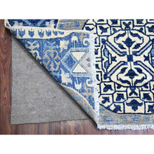 Load image into Gallery viewer, 10&#39;x13&#39;8&quot; Sapphire Blue, Dense Weave Vegetable Dyes, Soft Wool Hand Knotted, Fine Aryana  With Mamluk Borderless Design, Oriental Rug FWR529254