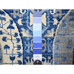 10'x13'8" Sapphire Blue, Dense Weave Vegetable Dyes, Soft Wool Hand Knotted, Fine Aryana  With Mamluk Borderless Design, Oriental Rug FWR529254