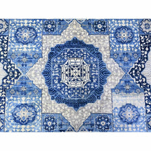 Load image into Gallery viewer, 10&#39;x13&#39;8&quot; Sapphire Blue, Dense Weave Vegetable Dyes, Soft Wool Hand Knotted, Fine Aryana  With Mamluk Borderless Design, Oriental Rug FWR529254
