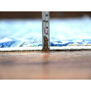 10'x13'8" Sapphire Blue, Dense Weave Vegetable Dyes, Soft Wool Hand Knotted, Fine Aryana  With Mamluk Borderless Design, Oriental Rug FWR529254