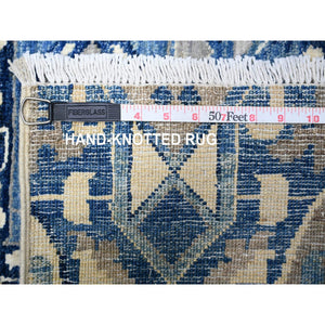 10'x13'8" Sapphire Blue, Dense Weave Vegetable Dyes, Soft Wool Hand Knotted, Fine Aryana  With Mamluk Borderless Design, Oriental Rug FWR529254