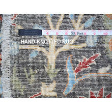 Load image into Gallery viewer, 6&#39;1&quot;x6&#39;1&quot; Golden Yellow with Pink, Hand Knotted, Colorful Mamluk Design, Sari Silk with Textured Wool, Round, Oriental Rug FWR453318