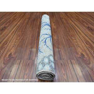 3'x4'10" Gainsboro Gray, Vegetable Dyes, 100% Wool, Afghan Peshawar with Birds of Paradise, Hand Knotted, Oriental Rug FWR529332