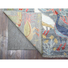 Load image into Gallery viewer, 4&#39;2&quot;x9&#39;8&quot; Ice Gray, Afghan Peshawar With Birds Of Paradise, Natural Dyes Extra Soft Wool, Hand Knotted, Runner Oriental Rug FWR529350