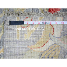Load image into Gallery viewer, 4&#39;2&quot;x9&#39;8&quot; Ice Gray, Afghan Peshawar With Birds Of Paradise, Natural Dyes Extra Soft Wool, Hand Knotted, Runner Oriental Rug FWR529350