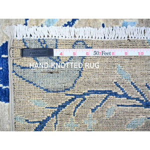 4'1"x5'10" Oyster Gray, Textured Pile, Modern Design, Hand Loomed, Wool and Plant Based Silk, Oriental Rug FWR61704