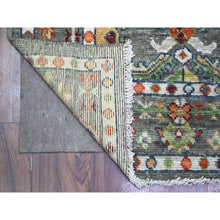 Load image into Gallery viewer, 4&#39;2&quot;x10&#39;3&quot; Brewster Gray, Natural Dyes,  Afghan Angora Oushak All Over Pattern, Pop Of Colors, Hand Knotted 100% Wool, Oriental Wide Runner Rug FWR529404