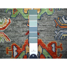 Load image into Gallery viewer, 4&#39;2&quot;x10&#39;3&quot; Brewster Gray, Natural Dyes,  Afghan Angora Oushak All Over Pattern, Pop Of Colors, Hand Knotted 100% Wool, Oriental Wide Runner Rug FWR529404