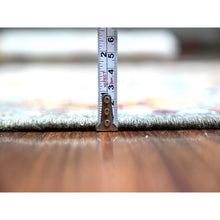 Load image into Gallery viewer, 4&#39;2&quot;x10&#39;3&quot; Brewster Gray, Natural Dyes,  Afghan Angora Oushak All Over Pattern, Pop Of Colors, Hand Knotted 100% Wool, Oriental Wide Runner Rug FWR529404