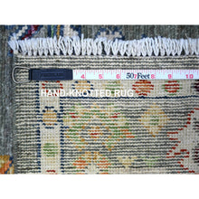 Load image into Gallery viewer, 4&#39;2&quot;x10&#39;3&quot; Brewster Gray, Natural Dyes,  Afghan Angora Oushak All Over Pattern, Pop Of Colors, Hand Knotted 100% Wool, Oriental Wide Runner Rug FWR529404