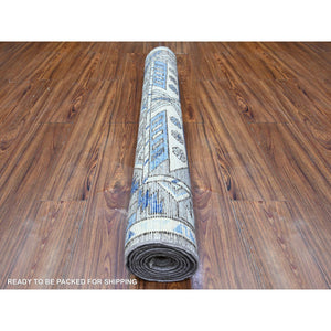 4'1"x9'10" Mason Gray, Anatolian Village Inspired With Geometric Design Natural Dyes, Soft And Shiny Wool Pile Hand Knotted, Runner Oriental Rug FWR529440