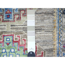 Load image into Gallery viewer, 3&#39;x11&#39;8&quot; Koala Gray, Afghan Hand Knotted Angora Oushak With Pop Of Colors, Vibrant Wool, Natural Dyes Oriental Runner Rug FWR529452