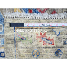 Load image into Gallery viewer, 3&#39;x11&#39;8&quot; Koala Gray, Afghan Hand Knotted Angora Oushak With Pop Of Colors, Vibrant Wool, Natural Dyes Oriental Runner Rug FWR529452