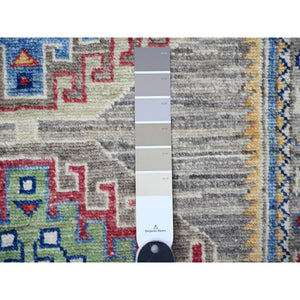 3'1"x9'9" Coastal Gray, Afghan Hand Knotted Vegetable Dyes Angora Oushak With Large Medallions Design, Oriental Organic Wool Runner Rug FWR529482