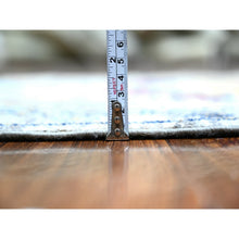 Load image into Gallery viewer, 3&#39;1&quot;x9&#39;9&quot; Coastal Gray, Afghan Hand Knotted Vegetable Dyes Angora Oushak With Large Medallions Design, Oriental Organic Wool Runner Rug FWR529482