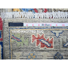Load image into Gallery viewer, 3&#39;1&quot;x9&#39;9&quot; Storm Blue, Kohinoor Herat Pattern, Small Geometric Repetitive Diamond Design, Soft Wool, Tone On Tone, Hand Knotted, Runner, Oriental Rug FWR458508